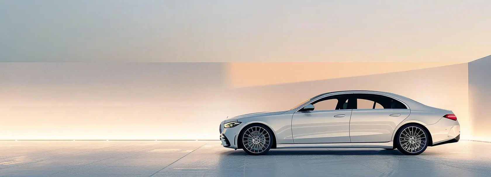 A luxury Mercedes-Benz sedan showcased in a mini
